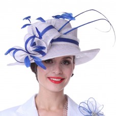Mujer Sinamay Hats Fedora Derby Church Wedding Party Dress Fedora White Blue Cap  eb-03753872